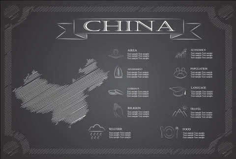 China infographics, statistical data, sights. Stock Illustration