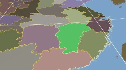 China - Jiangxi outlined on solid map Illustrazione stock