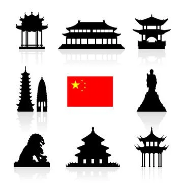 China Landmarks Icon Set. Stock Illustration