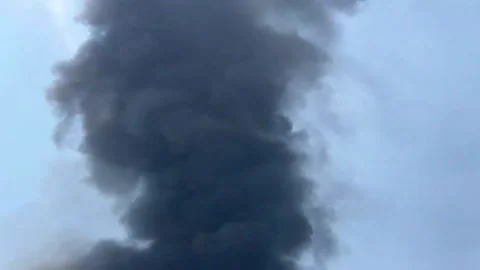 China: Large fire engulfs herbal medicine factory in Bozhou, Anhui, China... Stock Footage 336670542