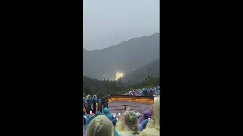 China: Lightning strikes Chinese rocket moments after liftoff in Sichuan,... Stock Footage 340481886