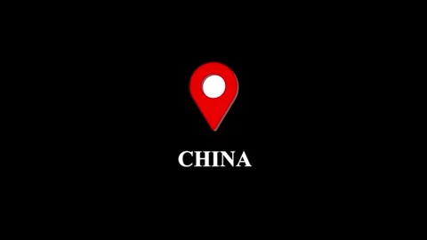 China location map pin animation on black background, for travel and, busin.. 스톡 동영상 332453261