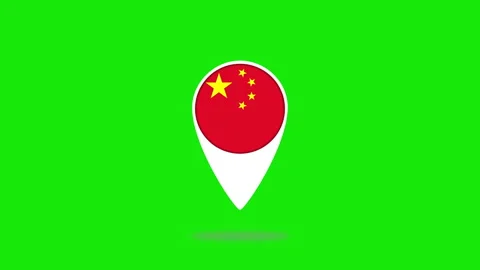 China location pin bouncing on green screen background Stock Footage 314338573
