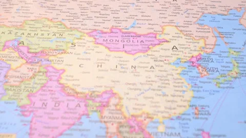 China Location on World Map Paper with Defocus to Focus Travel Concept Stock Footage 330209342