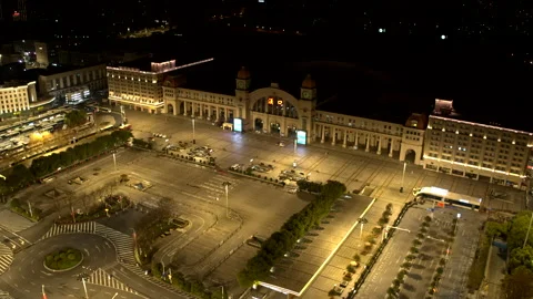 China lockdown, Wuhan train station at night, 4K drone Stock Footage 131669830