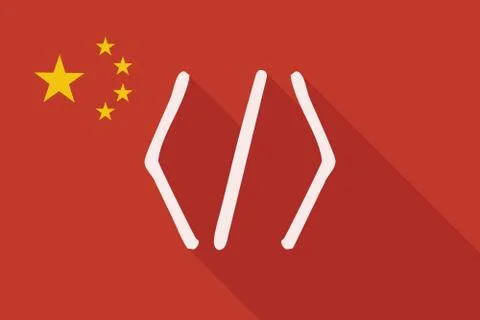 China long shadow flag with a code sign Stock Illustration