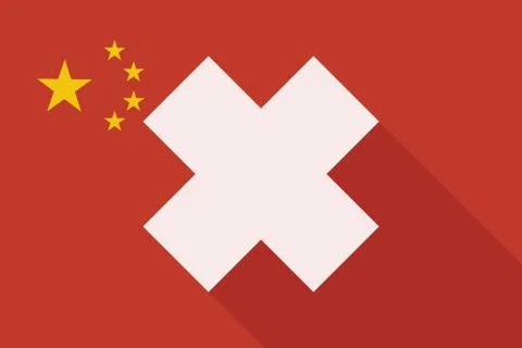 China long shadow flag with an irritating substance sign Illustrazione stock