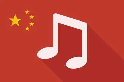 China long shadow flag with a note music Stock Illustration