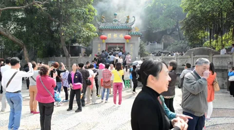 China, Macau. A-Ma Temple, the oldest temple in Macau Stock Footage 37688798