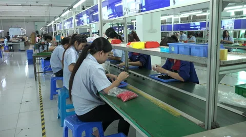 China manual labor, production process, electronics factory, Asia Stock Footage 61245484