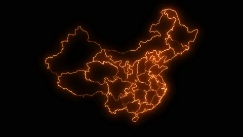China map with all states or provinces glowing neon. Stock Footage 168680608
