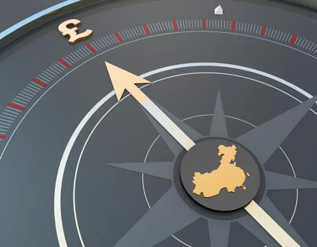 China map and compass, pound economy, career development and direction 스톡 일러스트