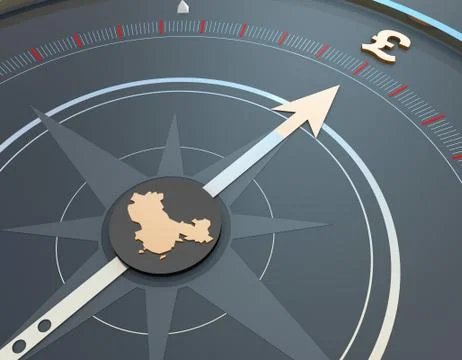 China map and compass, pound economy, career development and direction Stock Illustration