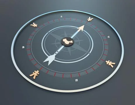 China map and compass, RMB economy, career development and direction Illustrazione stock