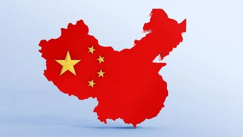 China map and flag isolated on soft background. 3D illustration 스톡 일러스트