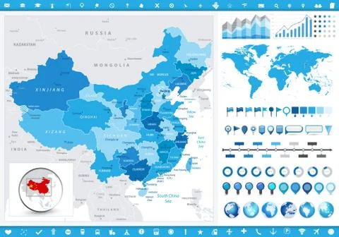 China Map and infographic elements 스톡 일러스트