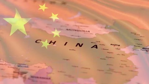 China Map And Waving National Flag Double Exposure Stock Footage 336479342