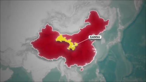 China Map Animation Highlighting Gansu Province with World Map Background Video stock 322066720
