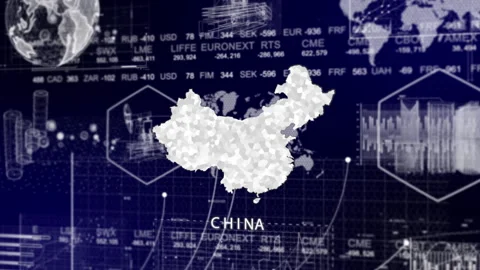 China Map Animation Loop | Growth, GDP, Oil Economy &amp; Development Insights Stock Footage 331571372