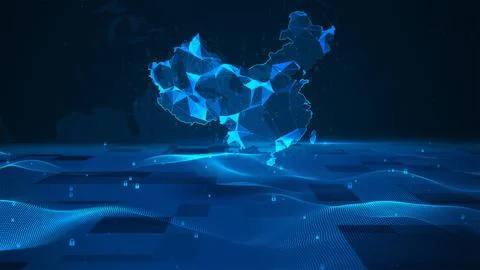 China map background digital number code business security key technology Stock Illustration