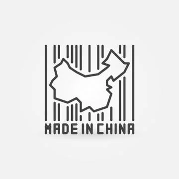 China map in barcode concept icon Illustrazione stock