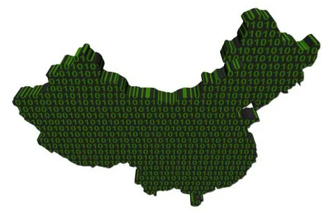 China map with binary code on white illustration Stockillustratie