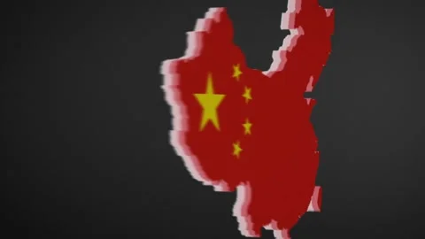China Map Border with Flag Intro Stock Footage 202013949