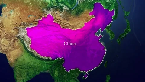 CHINA Map With Borders Stock Footage 318672272