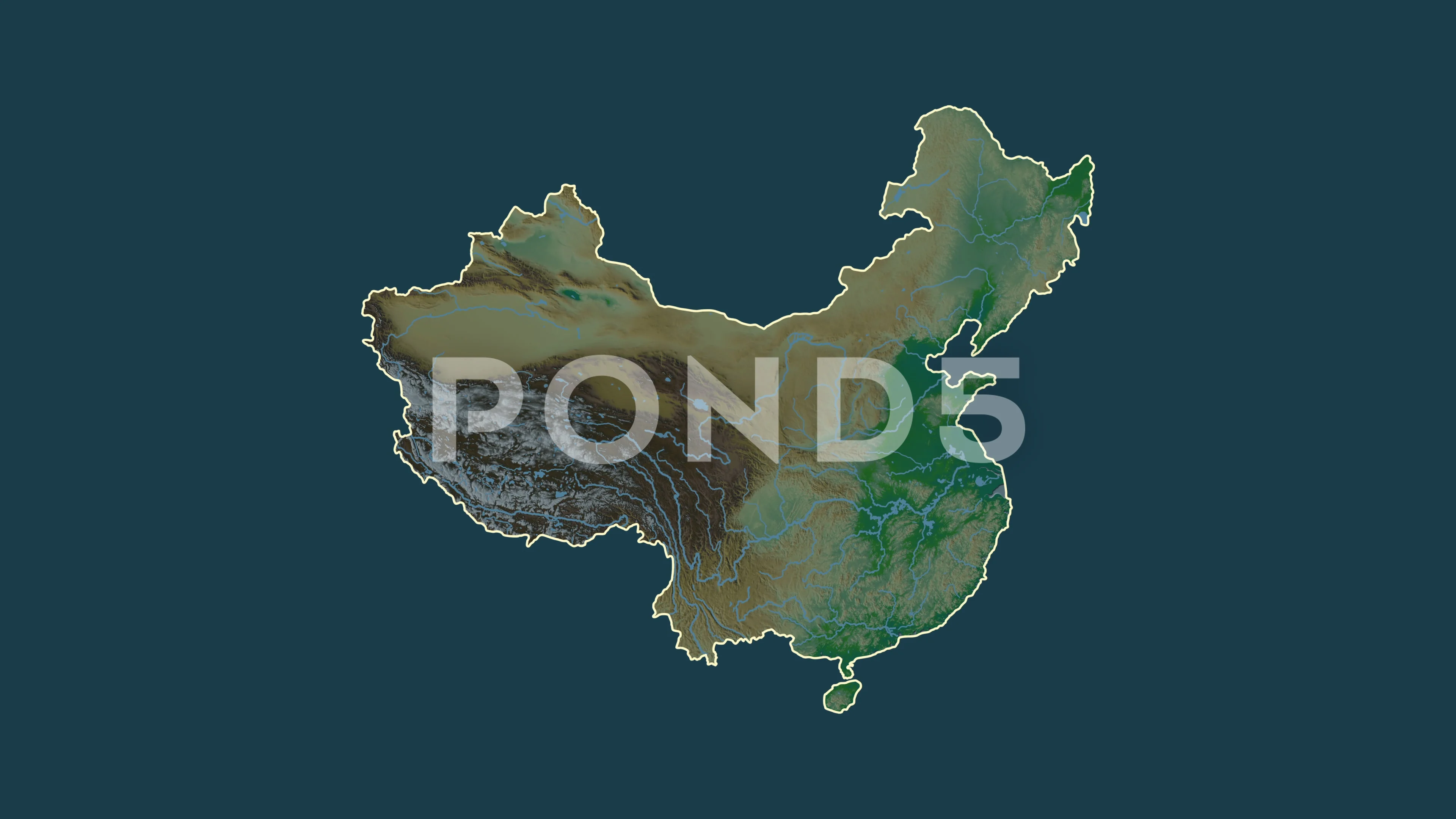 China map - cartoon. Regions. Physical. | Stock Video | Pond5