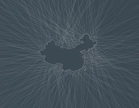 China map composed of crossed lines, technology network communication Stock Illustration