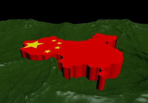 China map flag in abstract ocean of binary illustration Stock Illustration