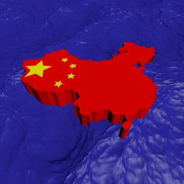 China map flag in abstract ocean illustration Ilustração Stock