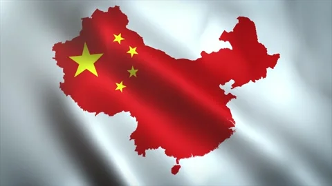 China Map On Flag Background Waving Seamless Looping Stock Footage 148146766