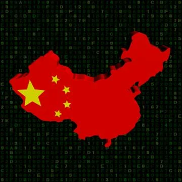 China map flag on hex code illustration Illustrazione stock