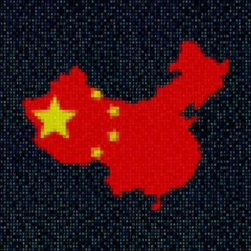 China map flag on hex code illustration Stockillustratie