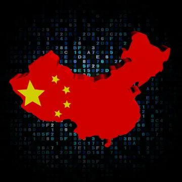 China map flag on hex code illustration Stock Illustration