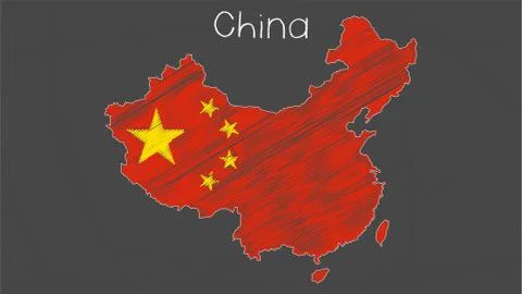 China map-flag illustration Stock Illustration