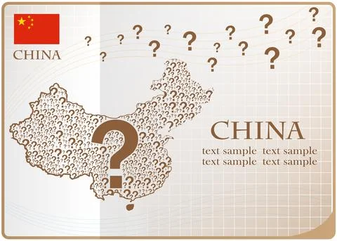China map flag made from question mark. Stock Illustration