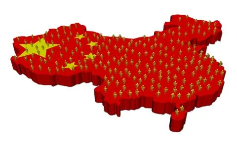China map flag with many abstract people illustration Stock Illustration