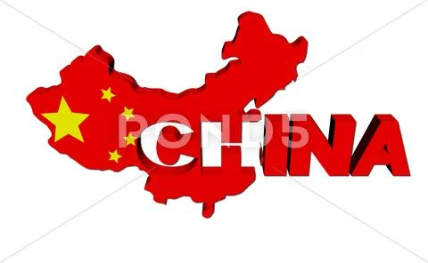 China map flag with overlapping text illustration Stock Illustration