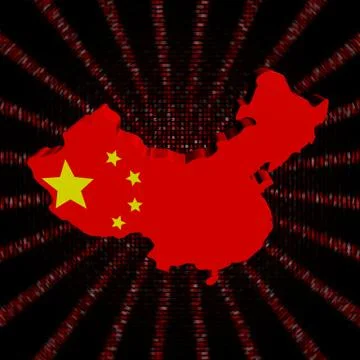 China map flag on red hex code burst illustration Stock Illustration