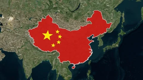 China  Map with flag zoom in Stock Footage 309983346