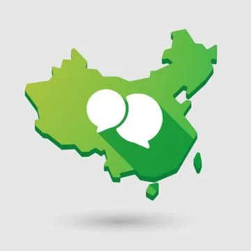 China map icon with a comic balloon Stock Illustration