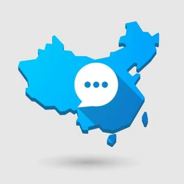 China map icon with a comic balloon Stock Illustration