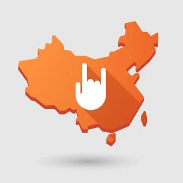China map icon with a hand Stock Illustration