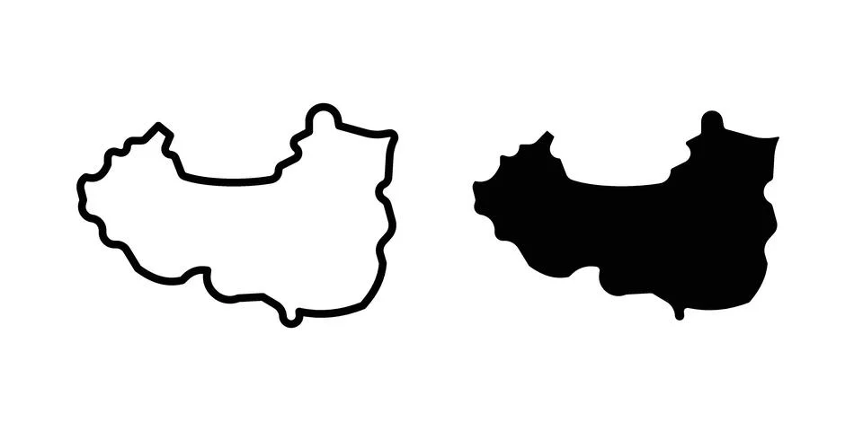 China map icon linear versions pack on white background Stock Illustration