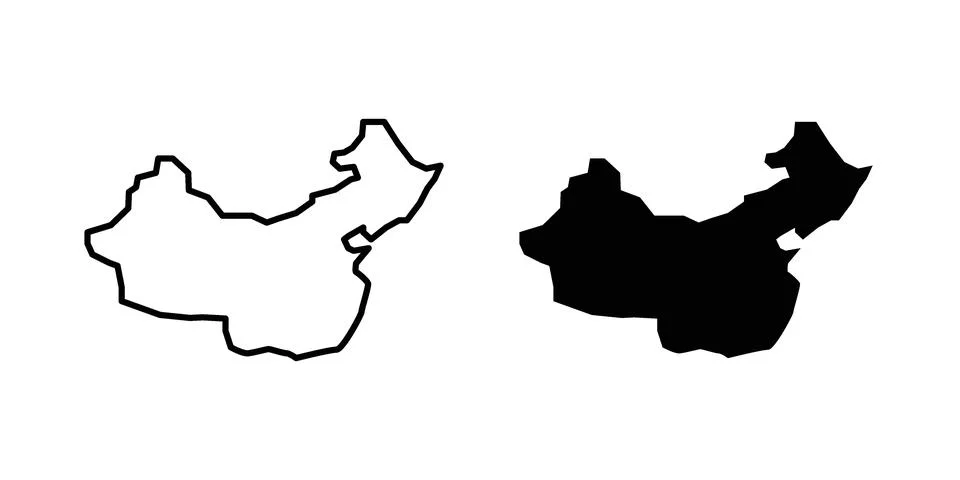 China map icon set modern line and solid style collection. 스톡 일러스트