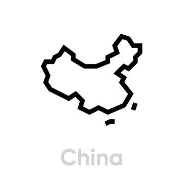 China Map icon vector editable line Stock-Illustration