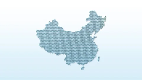 China map illustration using binary codes on white background Stock Footage 291862364