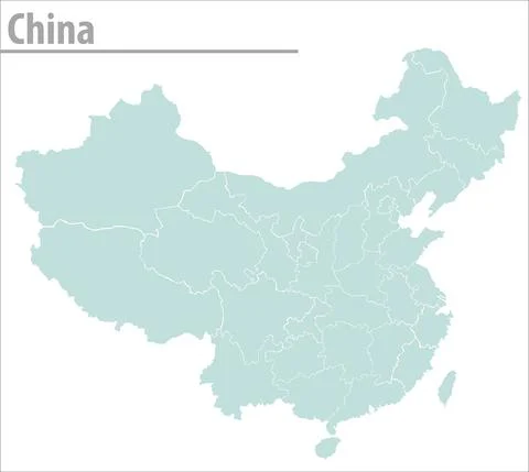 China map illustration vector detailed China map with regions. Stock Illustration